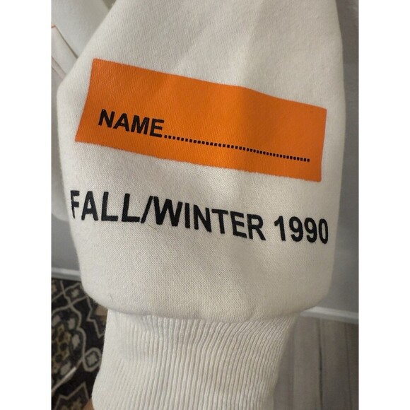 NASA Base Layer Heron Preston Hoodie Mens M White Fall Winter 1990 Pullover - Picture 4 of 8